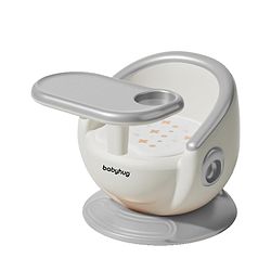 Babyhug 3-in-1 Convertible Baby Booster Chair with Feeding Tray - White Grey| Safety Harness| Removable Feeding Tray| Soft Cushion Seat| Feeding Chair| Toddler Seat
