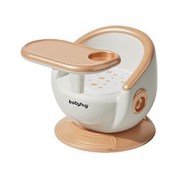 Babyhug 3-in-1 Convertible Baby Booster Chair with Feeding Tray - White Orange| Safety Harness| Removable Feeding Tray| Soft Cushion Seat| Feeding Chair| Toddler Seat