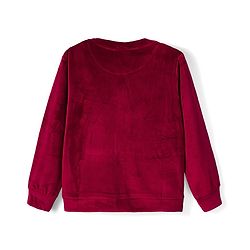 Babyhug Velour Woven Full Sleeves Winter Wear Suit Set With Cute Text Squined with Kangaroo Pocket - Maroon