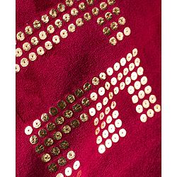 Babyhug Velour Woven Full Sleeves Winter Wear Suit Set With Cute Text Squined with Kangaroo Pocket - Maroon