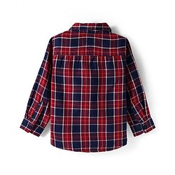 Babyhug Cotton Woven Full Sleeves Hooded Shirt and Trouser with Checks Print - Red & Grey