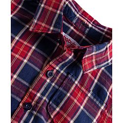 Babyhug Cotton Woven Full Sleeves Hooded Shirt and Trouser with Checks Print - Red & Grey