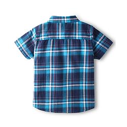 Babyhug Cotton Woven Half Sleeves Checks Shirt & Denim Shorts Set - Blue