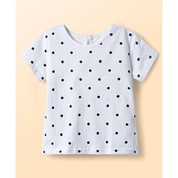 Babyhug Cotton Woven Frock & Half Sleeves Inner Tee With Polka Dot Print & Bow Applique - Red & White