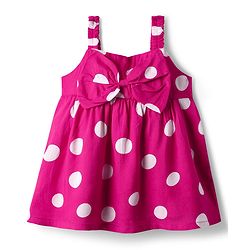 Babyhug Woven Sleeveless Top with Bow & Polka Dots - Pink