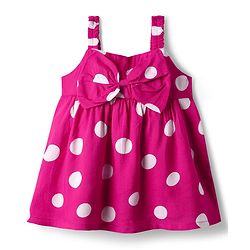 Babyhug Woven Sleeveless Top with Bow & Polka Dots - Pink