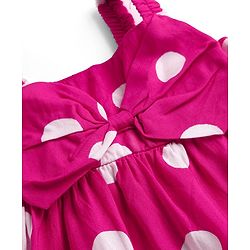 Babyhug Woven Sleeveless Top with Bow & Polka Dots - Pink