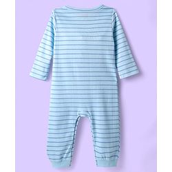 Babyhug 100% Cotton Knit Full Sleeves Rompers With Stripes &  Nautical Print Pack of 2 - White & Light Blue