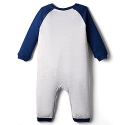 Babyhug 100% Cotton Raglan Full Sleeves Penguin & Aeroplane Printed Romper - Light Grey & Blue
