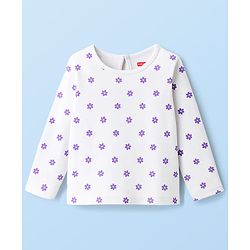 Babyhug Cotton Woven Frock With Full Sleeves Inner Tee & Floral Print - Purple