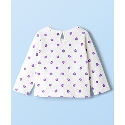 Babyhug Cotton Woven Frock With Full Sleeves Inner Tee & Floral Print - Purple