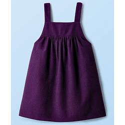 Babyhug Cotton Woven Frock With Full Sleeves Inner Tee & Floral Print - Purple