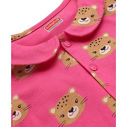 Babyhug Single Jersey Knit Full Sleeves Co-ords Night Suit with Bear Print - Pink