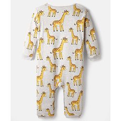 Babyhug 100% Cotton Knit Full Sleeves Rompers with Giraffe Print Pack of 2 - Light Blue & Grey