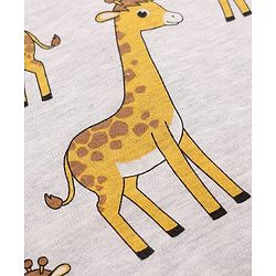 Babyhug 100% Cotton Knit Full Sleeves Rompers with Giraffe Print Pack of 2 - Light Blue & Grey