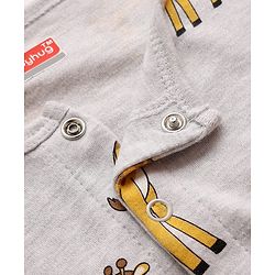 Babyhug 100% Cotton Knit Full Sleeves Rompers with Giraffe Print Pack of 2 - Light Blue & Grey