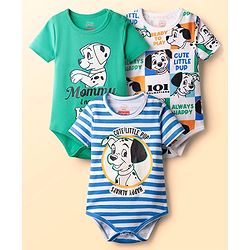Babyhug Interlock Knit Full Sleeves Onesies With Animals Graphics Pack of 3 - Multicolour