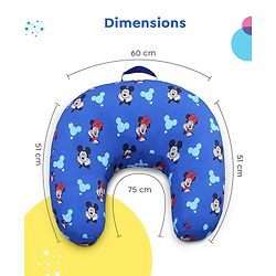 Babyhug Disney Premium 100% Cotton C Shape Cotton Feeding Pillow Mickey Hot Air Balloon Print - Blue | Fits upto waist size 36 inches