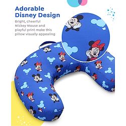 Babyhug Disney Premium 100% Cotton C Shape Cotton Feeding Pillow Mickey Hot Air Balloon Print - Blue | Fits upto waist size 36 inches