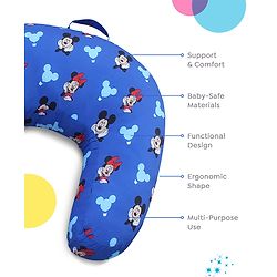 Babyhug Disney Premium 100% Cotton C Shape Cotton Feeding Pillow Mickey Hot Air Balloon Print - Blue | Fits upto waist size 36 inches