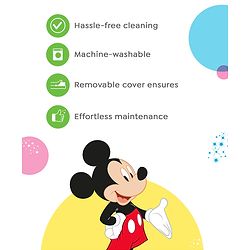 Babyhug Disney Premium 100% Cotton C Shape Cotton Feeding Pillow Mickey Hot Air Balloon Print - Blue | Fits upto waist size 36 inches