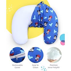 Babyhug Disney Premium 100% Cotton C Shape Cotton Feeding Pillow Mickey Hot Air Balloon Print - Blue | Fits upto waist size 36 inches