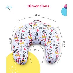 Babyhug Disney Premium 100% Cotton C Shape Cotton Feeding Pillow Mickey Hot Air Balloon Print - Blue | Fits upto waist size 36 inches