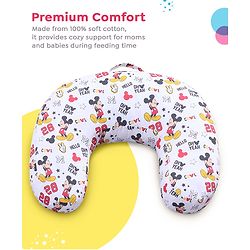 Babyhug Disney Premium 100% Cotton C Shape Cotton Feeding Pillow Mickey Hot Air Balloon Print - Blue | Fits upto waist size 36 inches