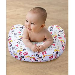 Babyhug Disney Premium 100% Cotton C Shape Cotton Feeding Pillow Mickey Hot Air Balloon Print - Blue | Fits upto waist size 36 inches