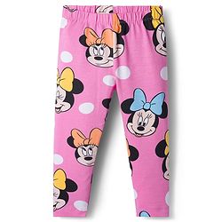 Babyhug Disney Lycra Knit Full Length Leggings With Minnie Mouse Graphics Pack of 3 - Pink & Light Green