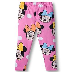 Babyhug Disney Lycra Knit Full Length Leggings With Minnie Mouse Graphics Pack of 3 - Pink & Light Green