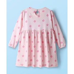 Babyhug Single Jersey Knit Full Sleeves Frock With Floral Print & Bow Applique Pack Of 2 - Purple & Pink