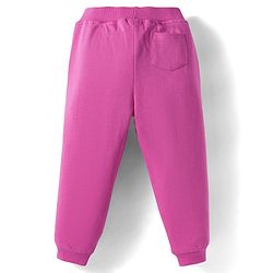 Babyhug Terry Knit Full Length Lounge Pant with Sequin Detailing - Dark Pink