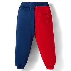 Babyhug Terry Knit Full Length Lounge Pant with Text Print - Red & Navy Blue
