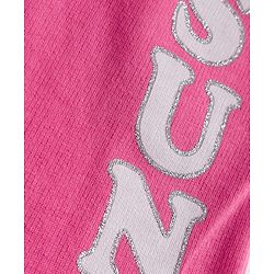Babyhug Terry Knit Full Length Lounge Pant with Text Glitter Print - Pink