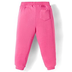 Babyhug Terry Knit Full Length Lounge Pant with Text Glitter Print - Pink