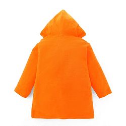 Babyhug Terry Cotton Knit Full Sleeves  Bathrobe with Hood & Bear Embroidery - Orange