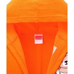 Babyhug Terry Cotton Knit Full Sleeves  Bathrobe with Hood & Bear Embroidery - Orange