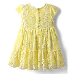 Babyhug 100% Cotton Half Sleeves Frock With Floral Design - Yellow