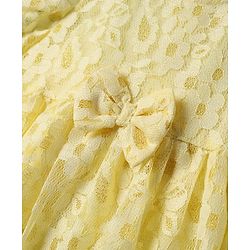 Babyhug 100% Cotton Half Raglan Sleeves Frock With Floral Design & Bow Applique - Yellow