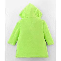 Babyhug Terry Knit Full Sleeves Hooded Bathrobe Airplane Embroidery - Light Green