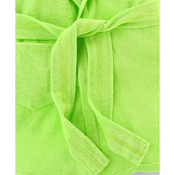 Babyhug Terry Knit Full Sleeves Hooded Bathrobe Airplane Embroidery - Light Green