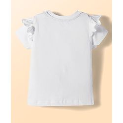 Babyhug Disney Single Jersey Knit Half Frill Sleeves T-Shirt with Shorts Set and Marie Graphic - Red & White