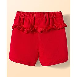Babyhug Disney Single Jersey Knit Half Frill Sleeves T-Shirt with Shorts Set and Marie Graphic - Red & White