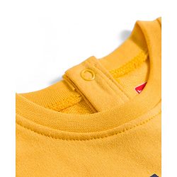 Babyhug Terry Knit Full Sleeves Top and Jeans Set With Smile Text Print - Yellow & Blue