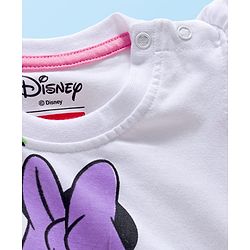 Babyhug Disney Single Jersey Knit Frill Sleeves T-Shirt with Minnie Mouse Graphics - White