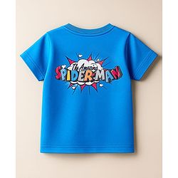Babyhug Marvel Single Jersey Knit Half Sleeves T-Shirt With Spider-Man Graphics - Blue
