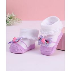 Cute Walk by Babyhug Fabric Socks With Bow Applique - White