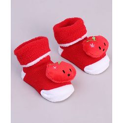 Cute Walk by Babyhug Fabric Socks With Tomato Applique - Red