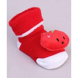 Cute Walk by Babyhug Fabric Socks With Tomato Applique - Red